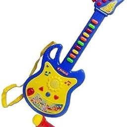 TOYSTODAY Boy's and Girl's Plastic Learrning to Play Guitar Musical Toy Musical Button Guitar Toy with Microphone Toy (Multi Colour)-image-51