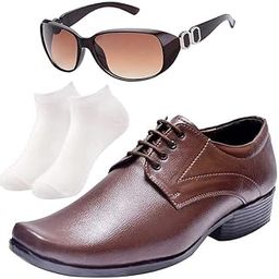 Comfortable l Men Lace Formal Shoes with White Socks & Women Gaga Brown-image-61