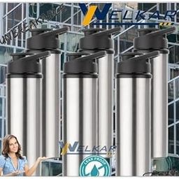 Stainless Steel Water Bottle 950 ml Each Set of 6 Silver | Gym Bottle | Home | Kitchen | Hiking | Treking Bottle | Travel Bottle (P|Design - 884for Home 3611 Kitchen-image-93