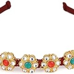 Stylish Fancy Kundan Headband Matha Tikka Sheesh Patti Tiara Mathapatti Sheeshpatti Wedding Traditional Hairband Hair Accessories Hair Band for Women Girls-image-92