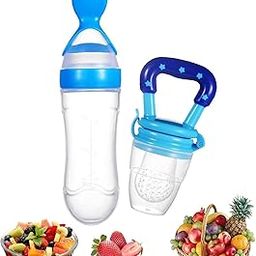 ZONTIC Silicone Baby Fruit & Food Feeder with Extra Mesh – 2-in-1 Fresh Fruit Feeder and 90ml Feeding Spoon Bottle for Newborns & Infants (Feeder & bottel 2 pc)-9