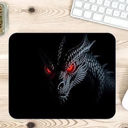 PrintingWorld Gaming Mouse Pad with Dragon Design, Red-Eyed Dragon Artwork, Black Non-Slip Mouse Mat for PC and Desktop-image-76
