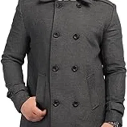 honnete Solid Double Breasted Men Coat Button Closer Two Pockets Winter Coat For Men-picture-3
