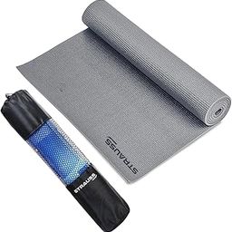 STRAUSS Yoga Mat with Carry Bag | Anti-Slip Exercise Mat for Women & Men | Home Gym Workout, Yoga, Pilates | Eco-friendly | Non-Slip Surface | Lightweight & Durable | 4mm (Grey)-image-85