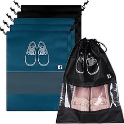 Pack of 6 Shoe Bags for Travel | Non-Woven Storage Organizers Set | Cover With Transparent Window | Dori Cover | Navy Blue & Black-image-44
