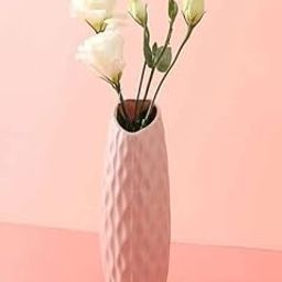 SATYAM KRAFT 1 Pcs Vase for Home Decor, Living Room, Office, Bedroom, Centre Table, Balcony,Ceramic Look Unbreakable Showpiece Flower Pot (Pink,Plastic) (Only vase, No Flower) Size - 21 cm-image-98