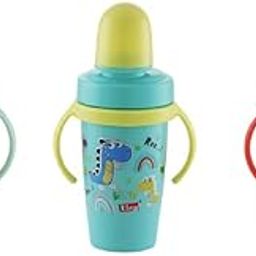 LD LUCIDO DECORE Bendy Hot & Cold Insulated Stainless Steel Double Walled 360ml BPA-Free Sippy Cup Anti-Spill Soft Silicone Spout Baby Sipper (Blue & Voilet & Pink)-14