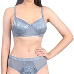 Lingerie B Cup Seamless Bra Panty Set for Girls & Women, Net/Lycra Lightly Padded, Bridal Bra and Panty Set-image-38