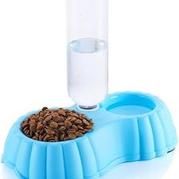 Onprix Automatic Dog Cat Bowl Plastic with 500 ml Water Bottle, Dog Bowl Small and Medium-Sized Dogs Dual-Purpose Detachable Double Bowl Food Bowl, Lightweight Design and Easy Storage(Color : Blue)-image-65