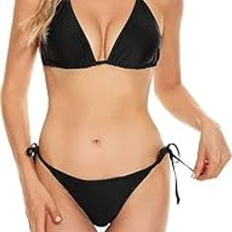 Women's Triangle Bikini Set with Side-Tie Bottom, Two-Piece Self Tie Spaghetti Strap Swimsuit Bikini for Girls-picture-9