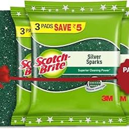 Scotch-Brite Silver Sparks Scrub Pad- Scrubber for Utensil Cleaning, 3N (Pack of 4)-image-97