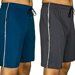 Men's Regular Fit Shorts with Zip Pocket 34-36 Inch Waist Combo Pack of 2 Blue Grey-20