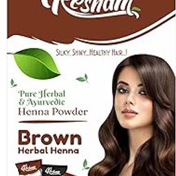 Resham Brown Herbal Henna Powder, Pure Herbal and Ayurvedic Hair Colour, Natural Hair Care pack of 12pc-image-60