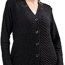 Women’s Winter Woolen Cardigan | Full Sleeve Textured Buttoned Sweater for Women | Soft Acrylic Wool V-Neck Warm Knitted Outerwear for Office & Casual Wear-image-18