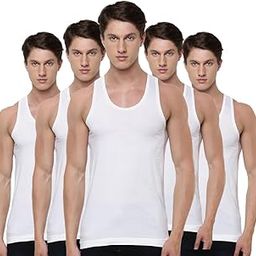 Pack of 5 Men's Sleeveless White Cotton Inner Vest Combo-picture-1