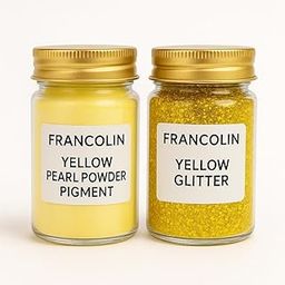 Francolin Pearl Powder & Glitter | Yellow | Resin Art | Glitter – Shimmer for Epoxy, Tumblers, Slime & Nail Art 24 Shades – Cosmetic Grade – 20g*2-image-84