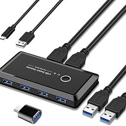 YINNCEEN Premium USB Switch, USB 3.0 Switcher for 2 Computer Sharing 4 USB Devices, Peripheral USB Switcher Box Hub for PC Printer Scanner Mouse Keyboard, with 1 PCS USB C to USB Adapter-7