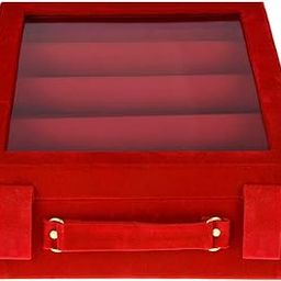 Kuber Industries Rectangular Velvet Wooden Bangle Box|4 Rods & Durable Material|Transparent Window Design|Size 31 x 23 x 9 CM (Maroon)- CTKTC22801-26