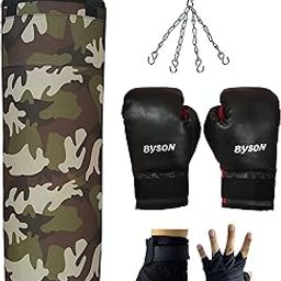 Byson Hit Hard Hit Often Army Boxing kit Set for Men and Adult(36inchPunchingBag, 12ozBoxingGloves, HandWrap and Chain) Heavy Bag-image-102