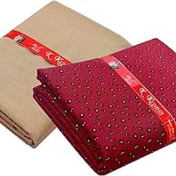 KUNDAN SULZ GWALIOR Men's Unstitched Pure Cotton Printed Shirt & Trouser Fabric Combo Set (Beige & Maroon-01; 1.30 & 1.60 Meters)-image-48