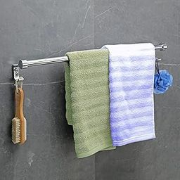 Stainless Steel Bathroom Accessories Towel Rod Towel bar, Towel Holder, Towel Stand, Towel bar with Cloths Hook (Size-18 Inch) Pack of 8-image-29