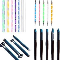 CraftDev Dotting Tool Set with Plastic Handle Emboss Tool, Mandala Tool, Foam Brush, and Piece Ball for Nail Art (22 Pc)-picture-26