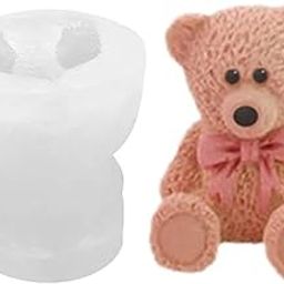 HUSAINI MART |3D Teddy Bear Shape Silicone Candle Soap Making Mold, Bear Candle Mould Baby Bear Silicone Reusable Animal Shape Cake Mould for Candy Chocolate cake decorating ice cube wedding baby shower birthday gift Party Decoration Handmade Craft DIY (Small)-image-83