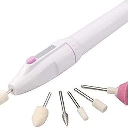 Nail Trimming Kit Salon Shaper Manicure Pedicure Kit 5 In 1 Art Tip Electric Nails Polish Grooming Tool Kit Nail Grinder Drill Machine (White)-53