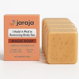 Jaraja Magic Soap for Body Tan Removal | Saffron & Sandalwood | 100g | Glowing Skin Soap | Suitable for All Skin Types | Herbal Ayurvedic SoapBar for Men & Women(Pack Of 4)-image-85