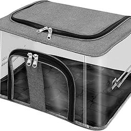 Pristu Nylon 33 L PVC Transparent Moisture Proof Storage box for Clothes Under-Bed Closet Wardrobe Organizer Bag for Clothes with Carry Handle (44 x 31 x 24 cm, Grey) (pack of 1)-image-85