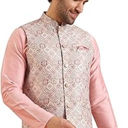 Men Multi-Color Jacquard Geometric Nehru Jacket-picture-15