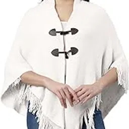 showoffff Women's Hood Neck Solid White Longline Poncho-CHN-3230_White-picture-24