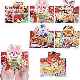F FABOBJECTS® Chinese Red Envelope,Year of The Rabbit Red Packet Hong Bao for New Year 2023 - Lucky Money Packets with 6 different Embossed Patterns for Wedding, Spring-32