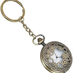 Vintage Steampunk Keychain Watch with Gears & Quartz Movement | Retro Bronze Pocket Watch for Men & Women – Compact Mechanical Design with Chain for Bag, Belt or Travel Use-image-77