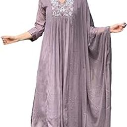 Women's Rayon Blend A-Line Embroidered Kurta with Pant & Dupatta-picture-4