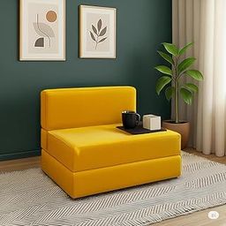 PUM PUM 2-Seater Sofa Bed – 36-Inch Wide, Lightweight & Foldable, Ideal for Home, Office or Guest Room,Yellow-image-6