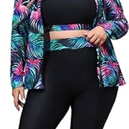 3 Piece Swimsuits for Women Plus Size Tummy Control Athletic Tankini Set-picture-3