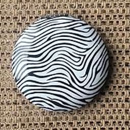 2.5" White with Black Wavy Design Metal Compact Cosmetic Magnifying Mirror-35