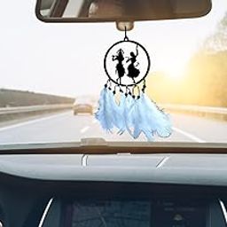 JENTRASHOP Radhe Krishna Car Hanging Dream Catcher for Car, Office & Home | Wall Hanging Dreamcatcher | Positive Energy, Protection & Serenity | Material-Acrylic | Color-Black | Model-1.-image-13