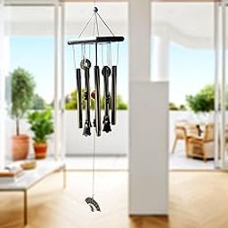 Mrig Kasturi Traditional Wind Chimes for Home & Garden Decoration | 18-Inch Metal Tubes with Hanging Bells & Fan Pendant | Golden Finish for Indoor & Outdoor Use – Balcony, Bedroom, Office-image-98