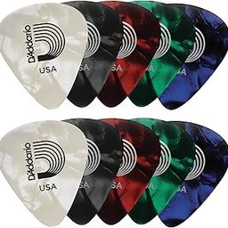D'Addario Assorted Pearl Celluloid Guitar Picks, 10 pack, Medium-image-2