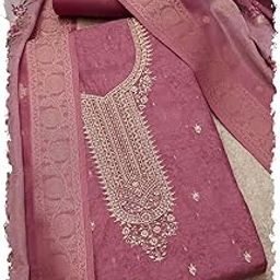 Womens Chanderi Abstract Print Unstitch Dress Material With Sequins-image-4