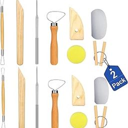 2 Pack Pottery & Polymer Clay Tools Kit, 8-Pieces Sculpting Tool Set, Steel Tips with Wooden Handles, The Most Essential Wooden Clay Tools Combination for Pottery Modeling, Smoothing-picture-25