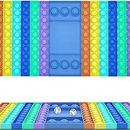 PLUSPOINT Big Size Pop Game Fidget Toy Silicone Bubble Rainbow Chess Board Push Popping Sensory Toys for Kids, Jumbo Stress Anxiety Relief Toy Play with Friends- Multi Color (Pop It Game)-1