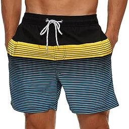 Swimwear Swimming Shorts Trunk,Men's Stripe Pocket Close Up Quick Drying Seaside Leisure Time Swimming Trunks-image-17