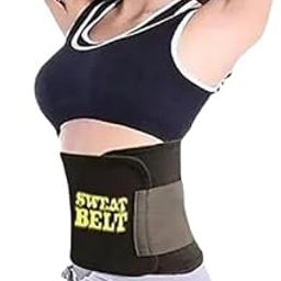Sweat Belt, Stomach Belt for Men and Women Non-Tearable, Sauna Waist Trainer Weight Lose Belt, Exercise Belt Tummy (Pack of 1) Black-image-49