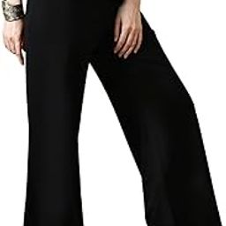 Women Cotton Wide Leg Flared Trousers Track Pants-image-3