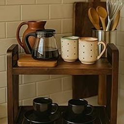 Woodraas- 2-Tier Wooden Wooden Free Standing Organizer|Display Snacks, Fruits & Desserts | Kitchen & Dining Organizer| Bathroom Storage Rack |Brown Finish |Towel Organiser Stand, Self Assembly-image-16