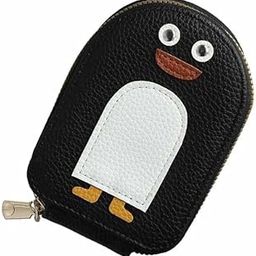 Cartoon Penguin Card Holder | Cute Leather ID & Credit Card Wallet | Compact Pouch with Keyring for Office, School, Travel (Multicolor).-image-48