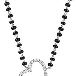 925 Silver American Diamond Heart Full Of Love Mangalsutra Black Beads Chain Necklace for Women | With Certificate of Authenticity and 925 Stamp | Life-time Warranty*-image-40